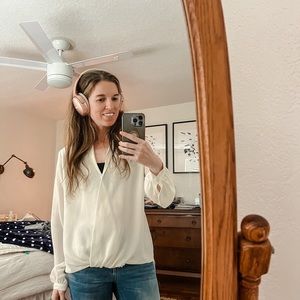 White V-Neck Blouse